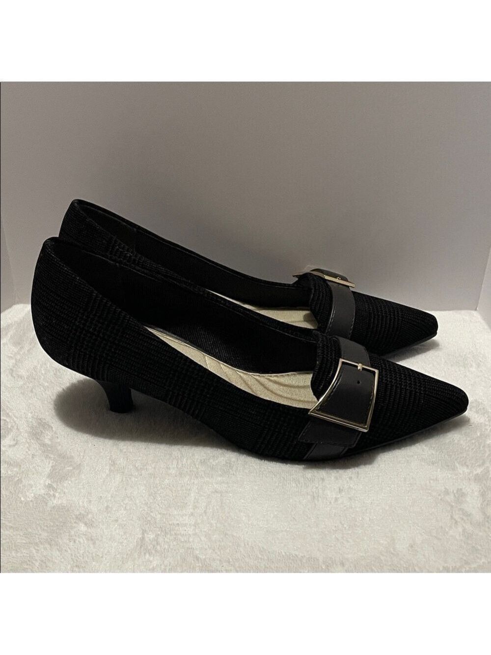 Easy Street Women’s Houndstooth Pointed Toe Kitten Heel Pumps Sz 7.5M